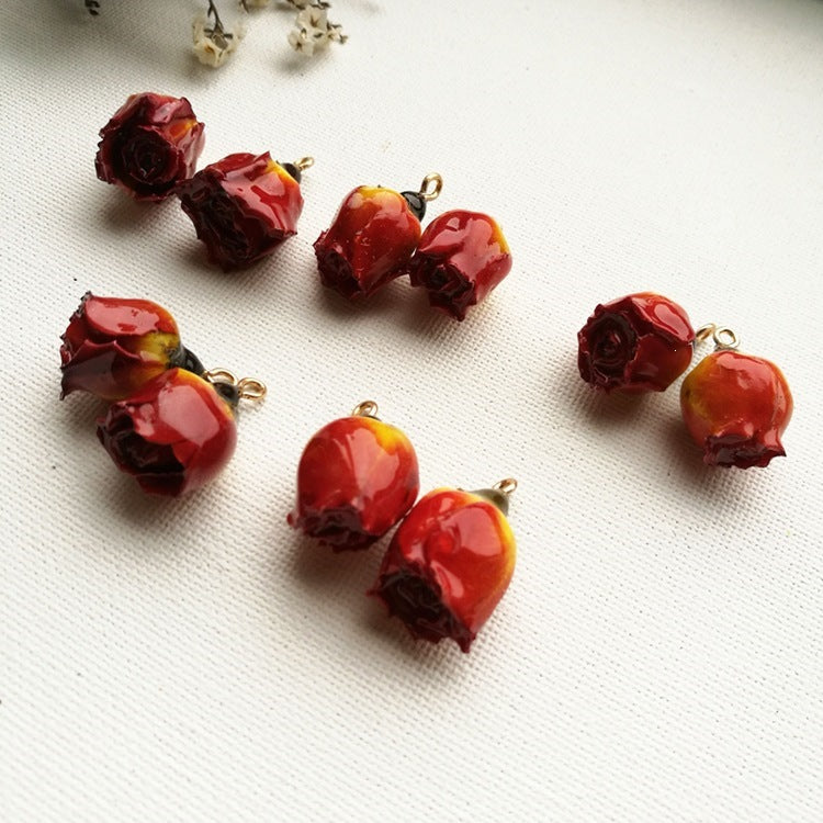 Rose Resin Earring Findings Featuring Epoxy Craftsmanship In Ombre Color With Original Design Jewelry Accessories