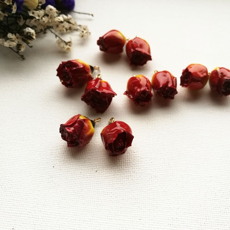 Rose Resin Earring Findings Featuring Epoxy Craftsmanship In Ombre Color With Original Design Jewelry Accessories