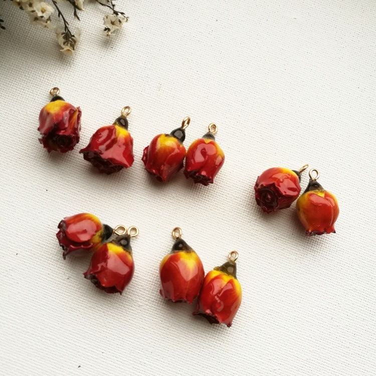 Rose Resin Earring Findings Featuring Epoxy Craftsmanship In Ombre Color With Original Design Jewelry Accessories