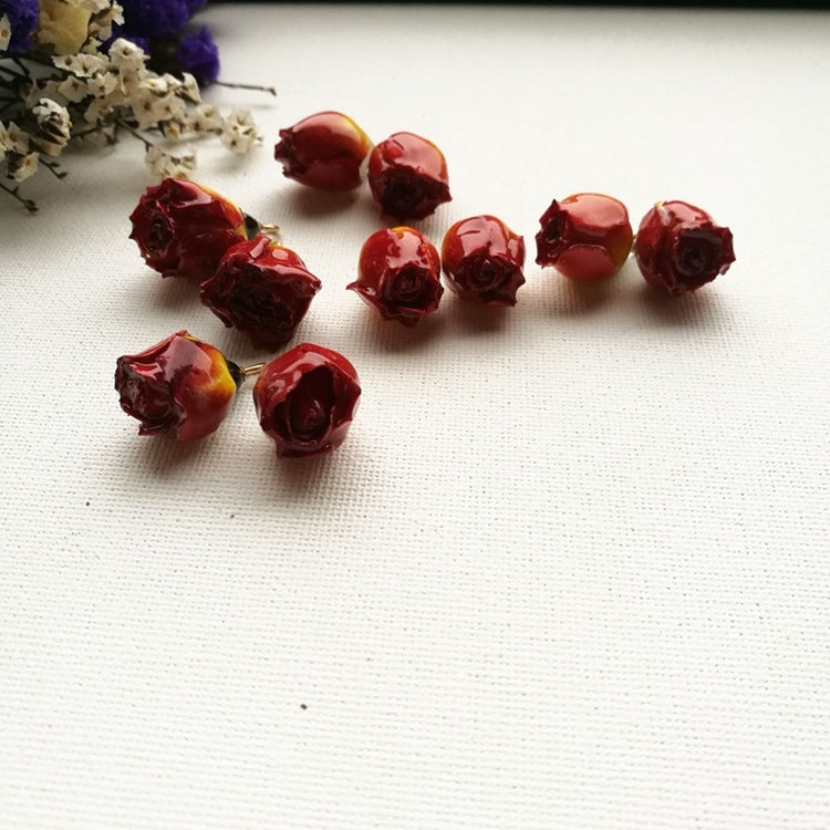 Rose Resin Earring Findings Featuring Epoxy Craftsmanship In Ombre Color With Original Design Jewelry Accessories