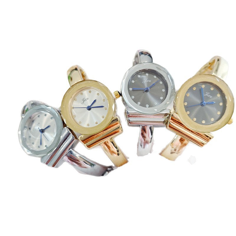 Women’s Quartz Watch With Alloy Strap, Round Dial Featuring Ordinary Glass Mirror And Pointer Display