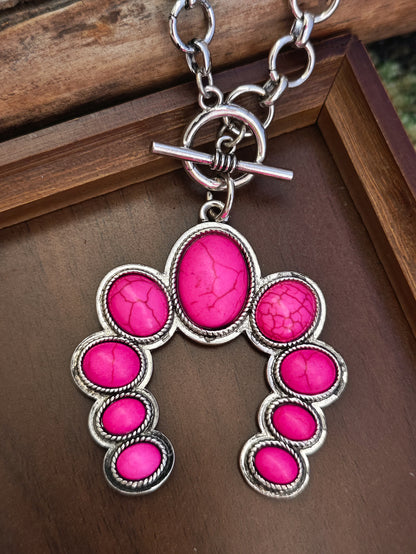 Electroplated Zinc Alloy Pendant With Turquoise Inlay, Featuring Zinc Alloy Chain In Bohemian Style For Women, Available In Cyan