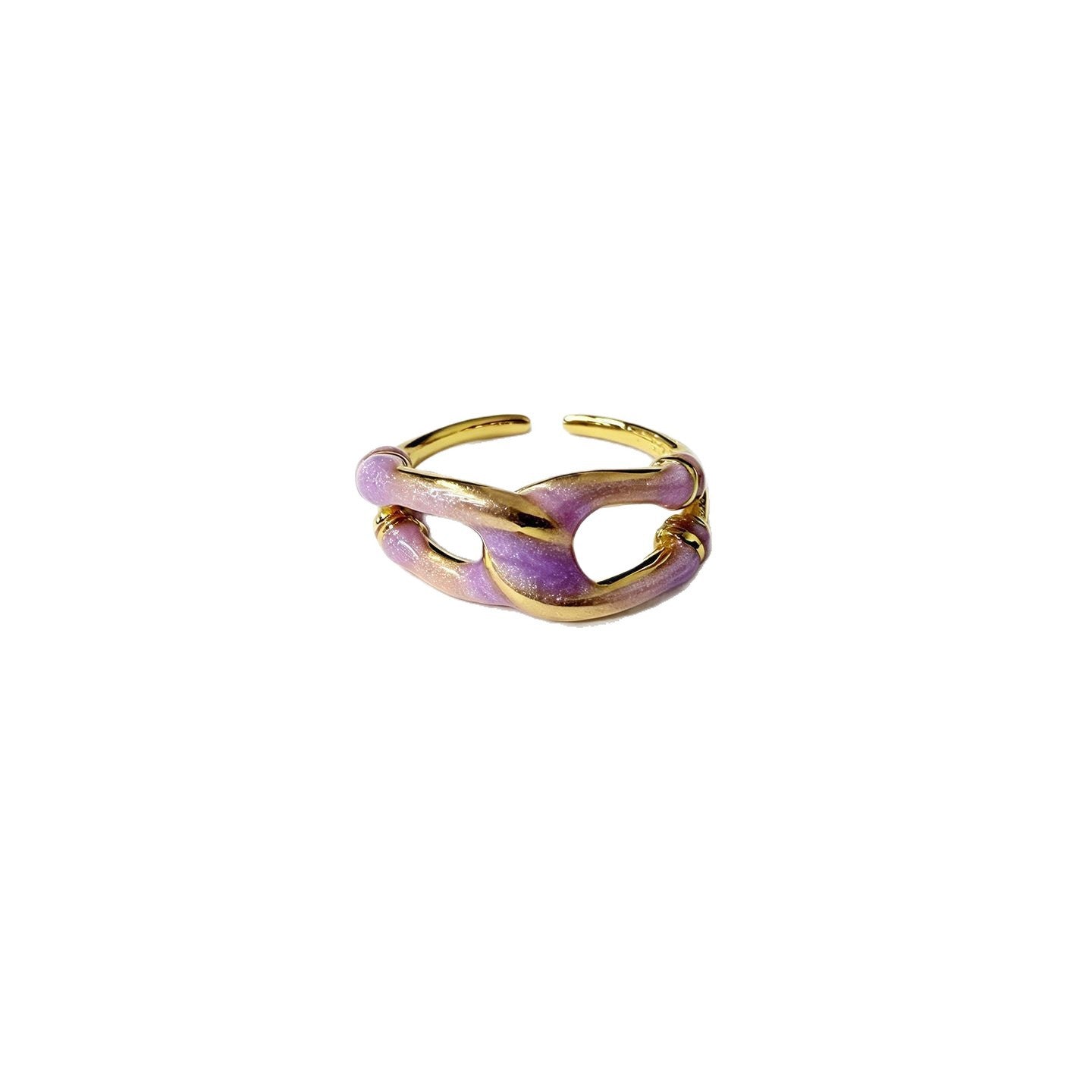 Sweet Cartoon Open Rings For Women, Copper Material With Electroplated Gold Plating And Epoxy Craft