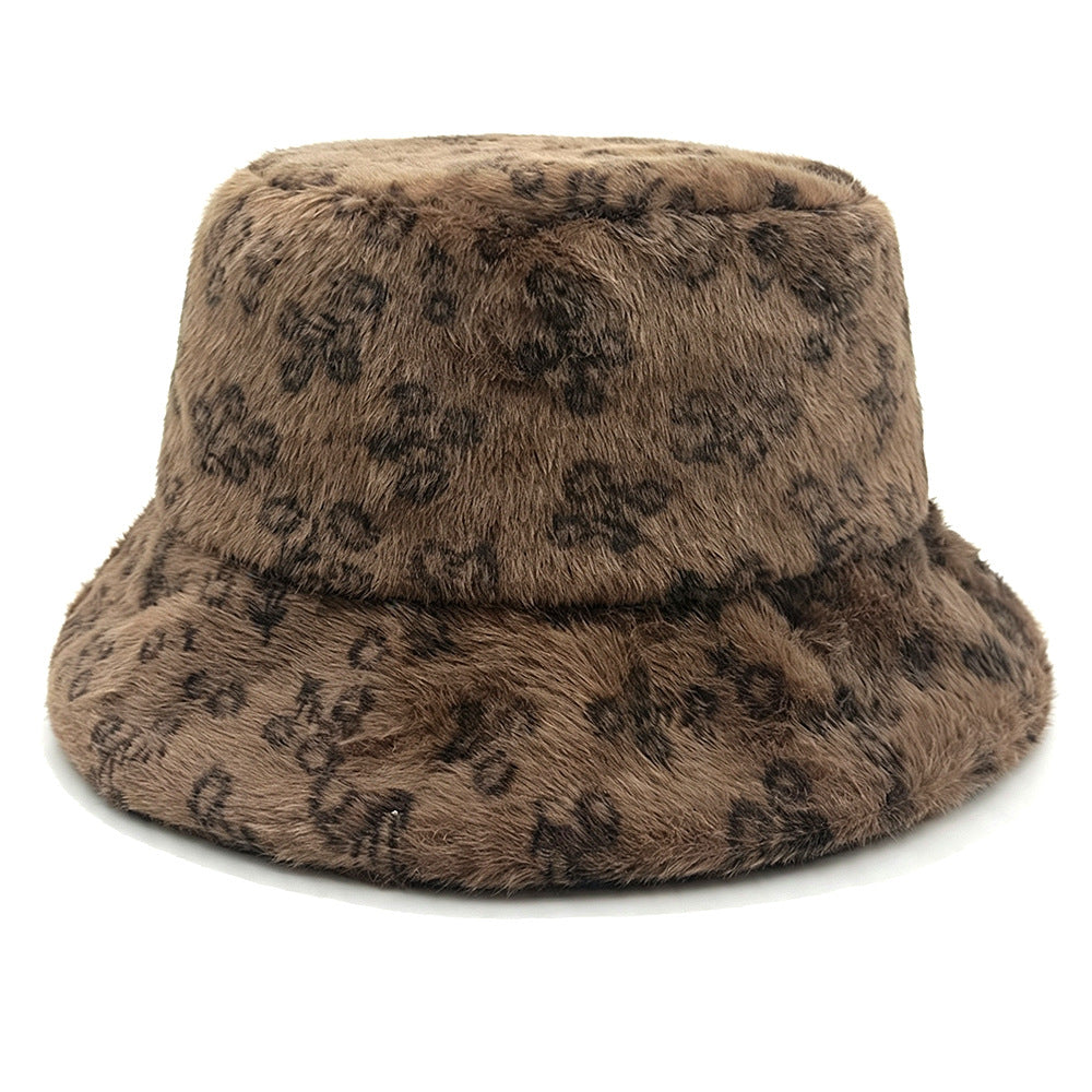 Ditsy Floral Warm Sweet Unisex Bucket Hat With Short Brim, Plush Material And Plush Craft Adult Hat