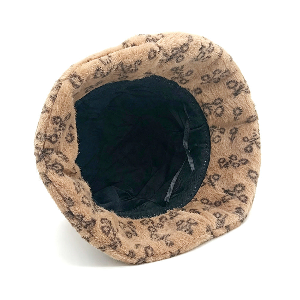 Ditsy Floral Warm Sweet Unisex Bucket Hat With Short Brim, Plush Material And Plush Craft Adult Hat
