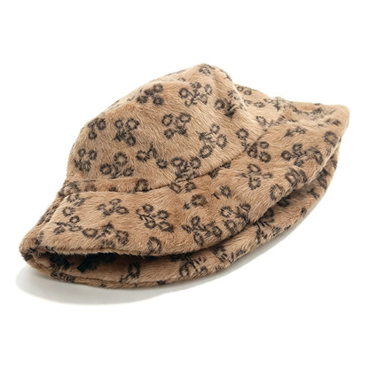 Ditsy Floral Warm Sweet Unisex Bucket Hat With Short Brim, Plush Material And Plush Craft Adult Hat