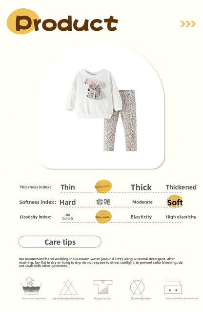 Cute Cartoon Cotton Kids Clothing Set For Girls Featuring Printing, 2 Pieces Pant Co-ord Set