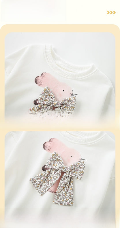 Cute Cartoon Cotton Kids Clothing Set For Girls Featuring Printing, 2 Pieces Pant Co-ord Set