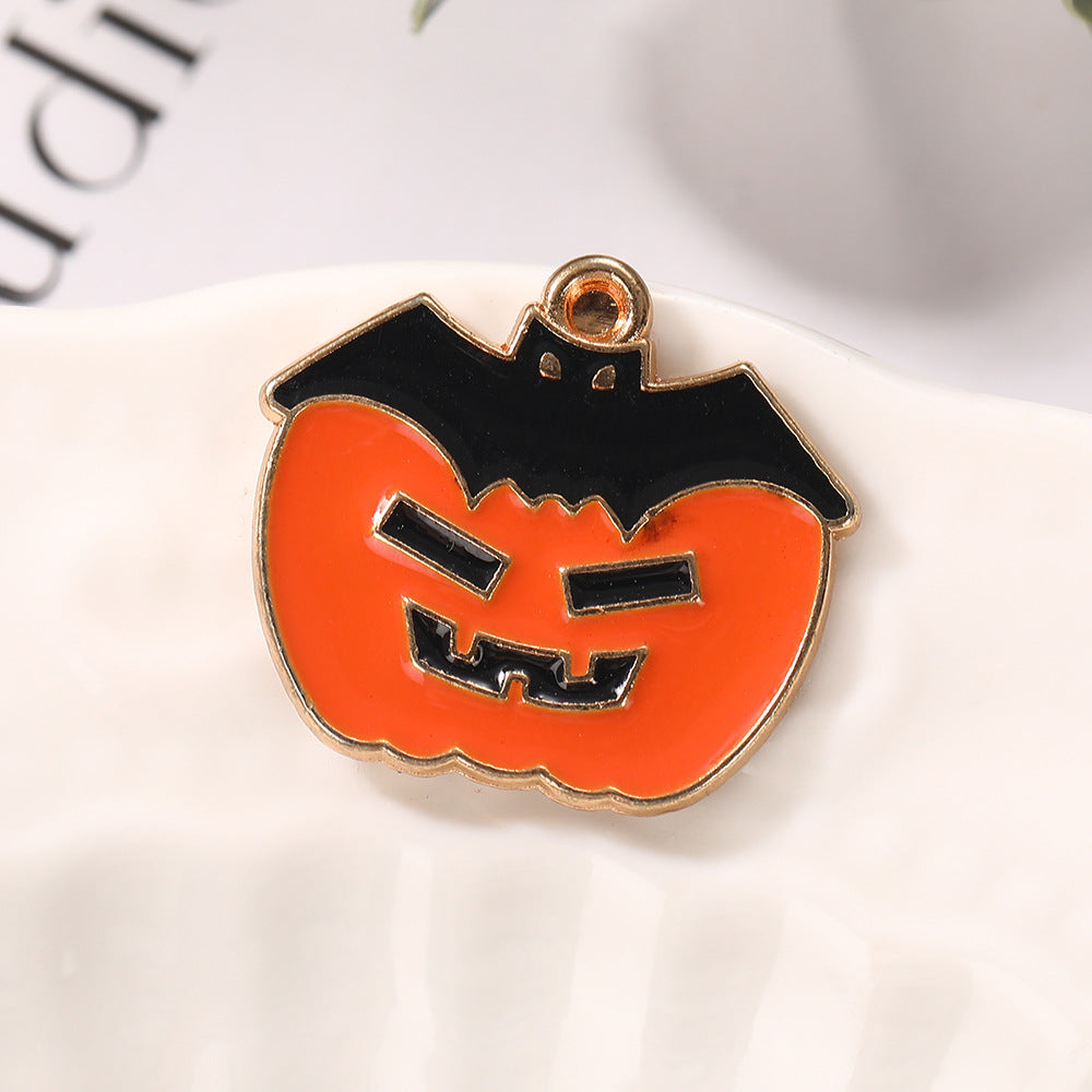 Pumpkin Alloy Pendant With Enamel Craft, Perfect Halloween Jewelry Accessory