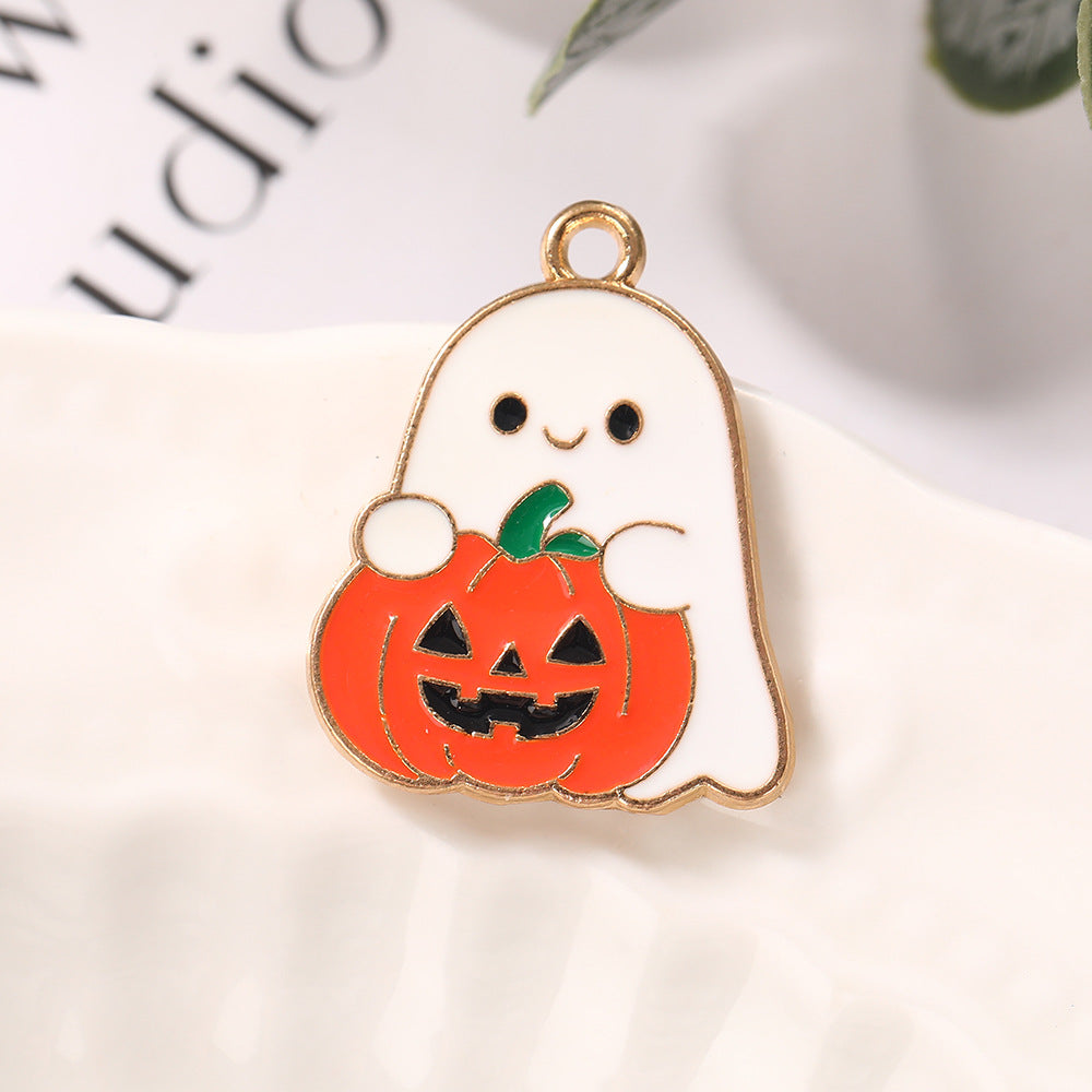Pumpkin Alloy Pendant With Enamel Craft, Perfect Halloween Jewelry Accessory
