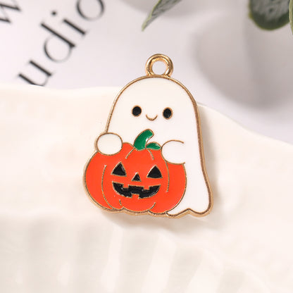 Pumpkin Alloy Pendant With Enamel Craft, Perfect Halloween Jewelry Accessory