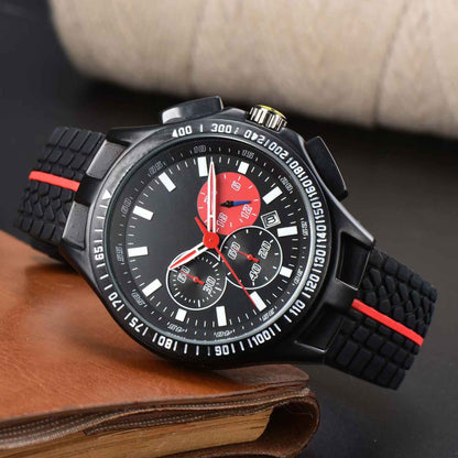 Men's Quartz Watch With Round Dial, Tempered Glass Mirror, Pointer Display, Silica Gel Strap, And Pin Buckle