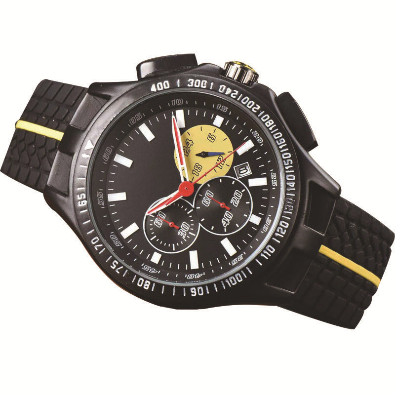Men's Quartz Watch With Round Dial, Tempered Glass Mirror, Pointer Display, Silica Gel Strap, And Pin Buckle