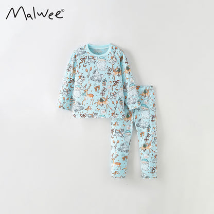 Cute Cartoon Cotton Girls' Pant Co-ord Set With Long Sleeve, 2 Pieces Kids Clothing Set