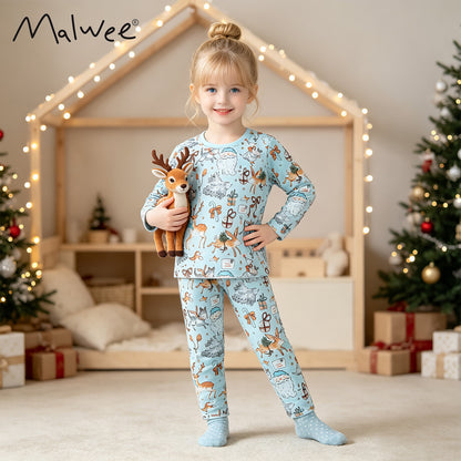 Cute Cartoon Cotton Girls' Pant Co-ord Set With Long Sleeve, 2 Pieces Kids Clothing Set