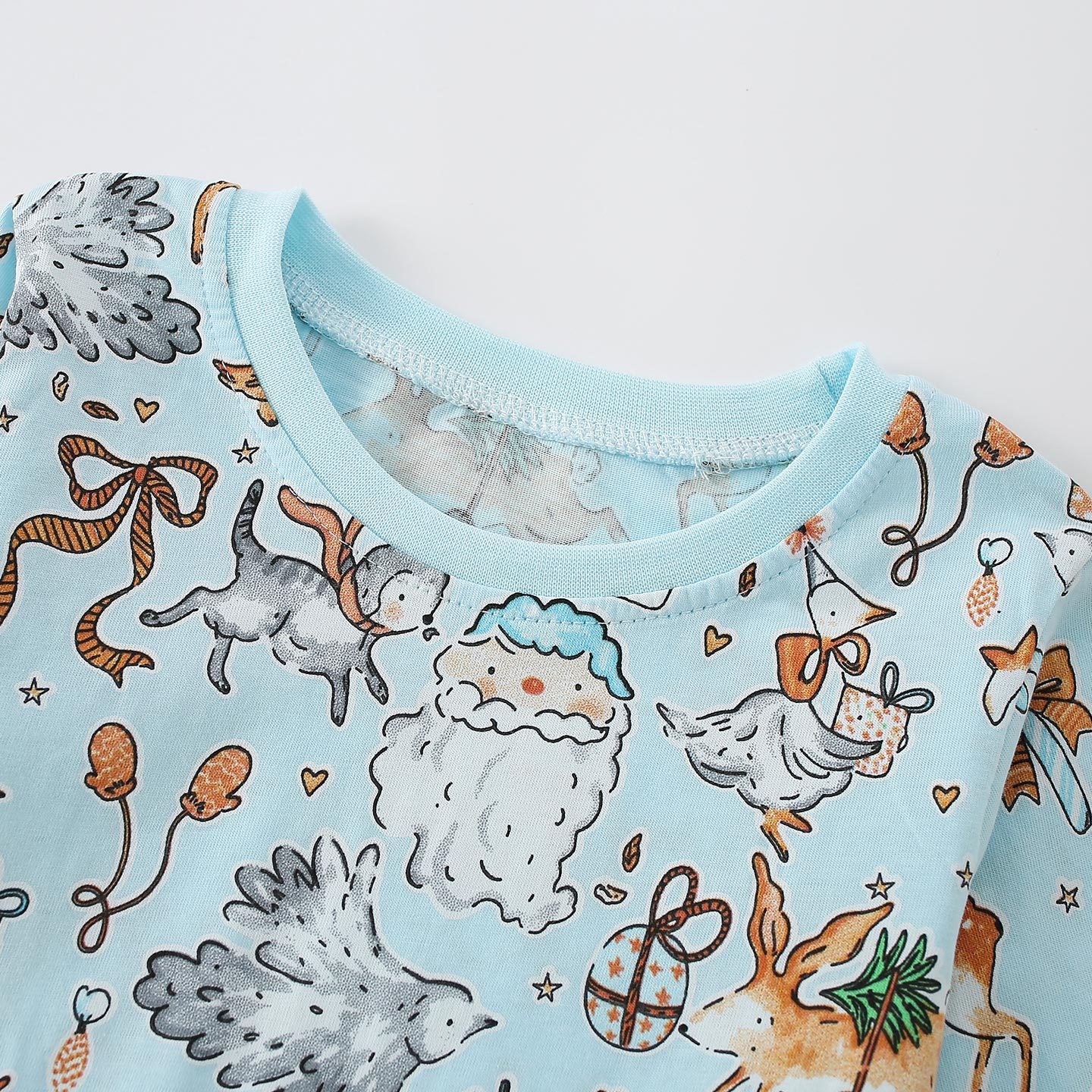 Cute Cartoon Cotton Girls' Pant Co-ord Set With Long Sleeve, 2 Pieces Kids Clothing Set
