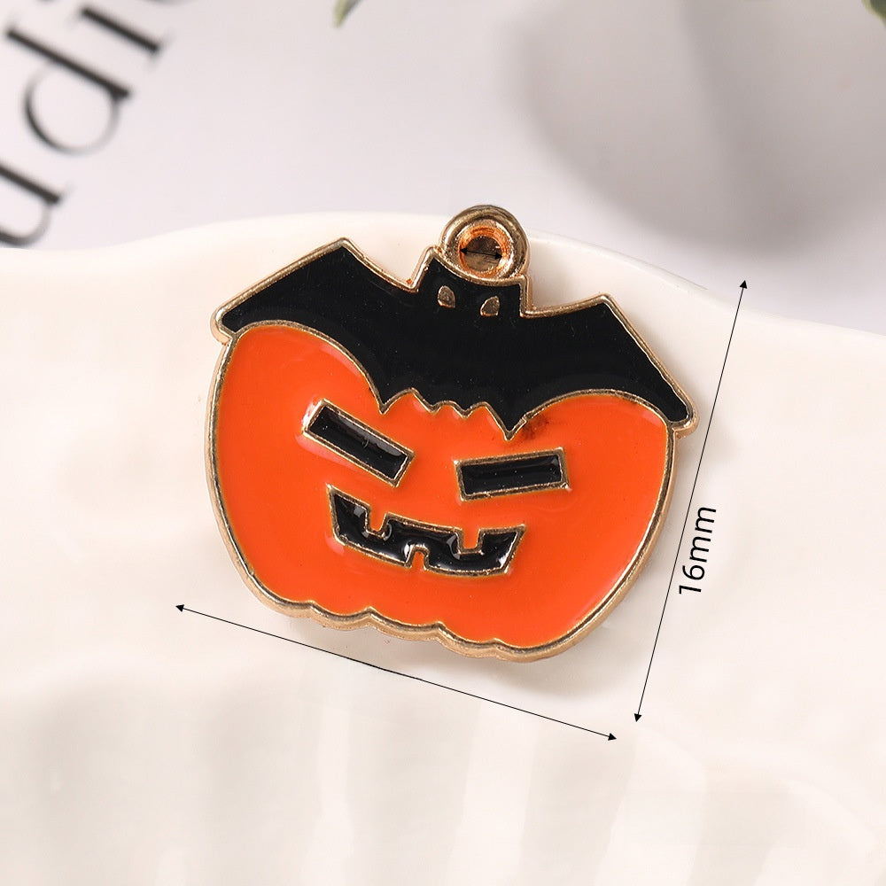 Pumpkin Alloy Pendant With Enamel Craft, Perfect Halloween Jewelry Accessory