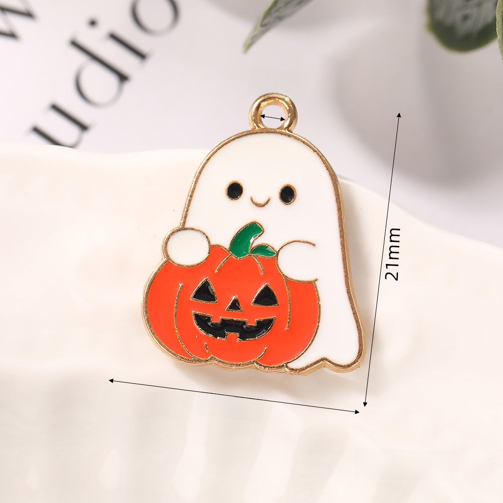 Pumpkin Alloy Pendant With Enamel Craft, Perfect Halloween Jewelry Accessory