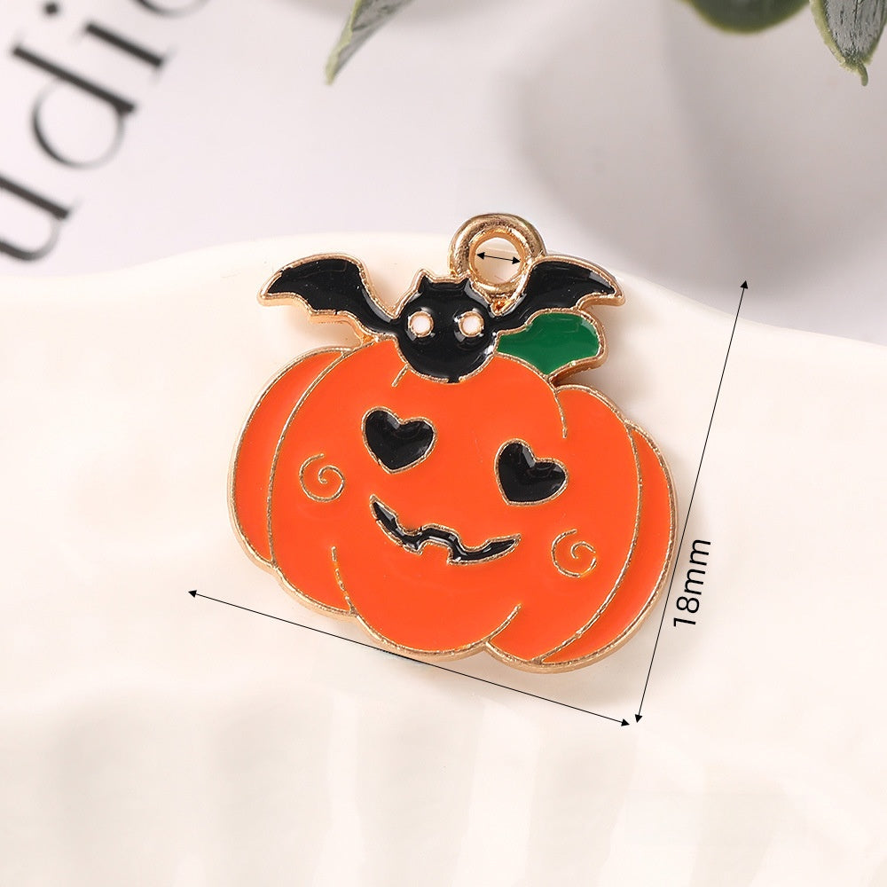 Pumpkin Alloy Pendant With Enamel Craft, Perfect Halloween Jewelry Accessory