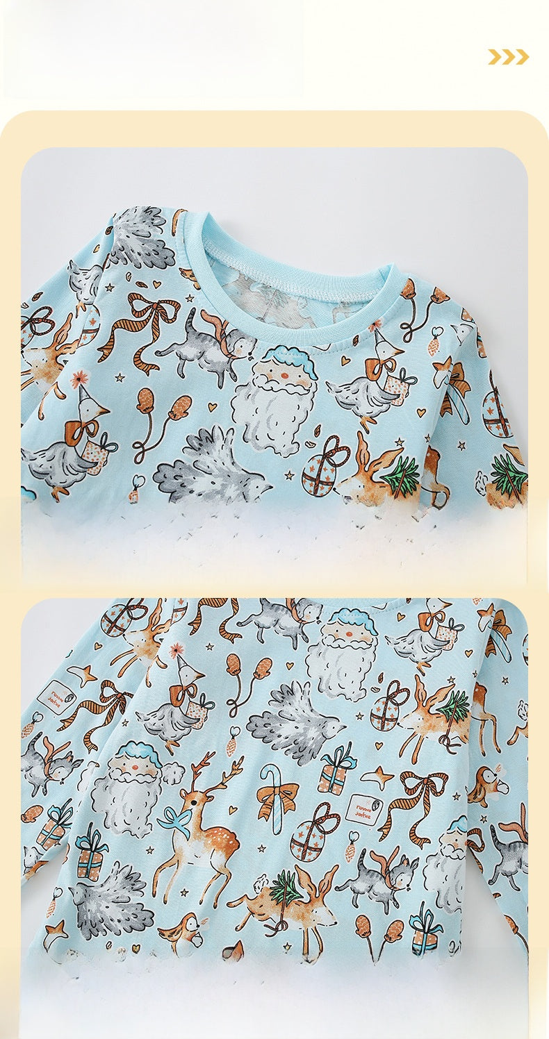 Cute Cartoon Cotton Girls' Pant Co-ord Set With Long Sleeve, 2 Pieces Kids Clothing Set