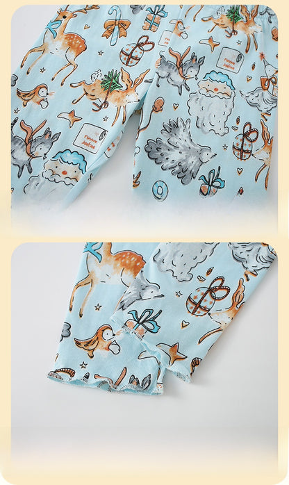 Cute Cartoon Cotton Girls' Pant Co-ord Set With Long Sleeve, 2 Pieces Kids Clothing Set
