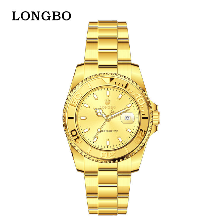 Men's Quartz Watch With Stainless Steel Strap, Round Dial, Tempered Glass, Pointer Display, Butterfly Double Snap Buckle