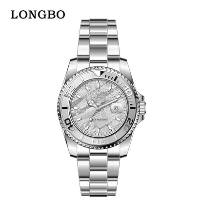 Men's Quartz Watch With Stainless Steel Strap, Round Dial, Tempered Glass, Pointer Display, Butterfly Double Snap Buckle