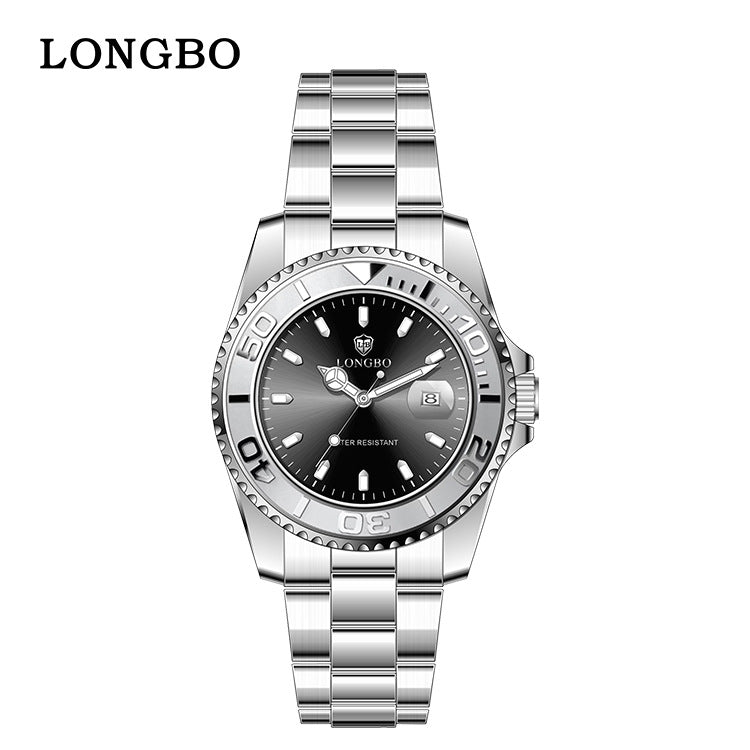 Men's Quartz Watch With Stainless Steel Strap, Round Dial, Tempered Glass, Pointer Display, Butterfly Double Snap Buckle