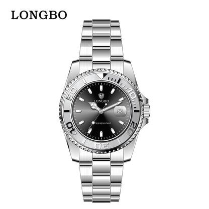 Men's Quartz Watch With Stainless Steel Strap, Round Dial, Tempered Glass, Pointer Display, Butterfly Double Snap Buckle
