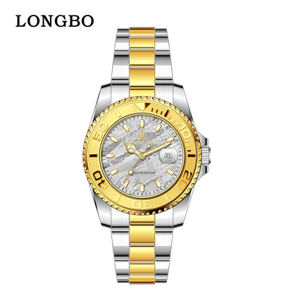 Men's Quartz Watch With Stainless Steel Strap, Round Dial, Tempered Glass, Pointer Display, Butterfly Double Snap Buckle
