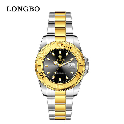 Men's Quartz Watch With Stainless Steel Strap, Round Dial, Tempered Glass, Pointer Display, Butterfly Double Snap Buckle