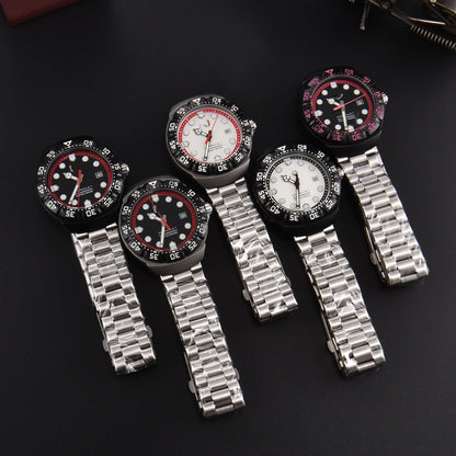 Men's Quartz Watch With Round Dial, Tempered Glass Mirror, Silica Gel Strap, And Pin Buckle