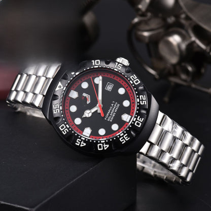 Men's Quartz Watch With Round Dial, Tempered Glass Mirror, Silica Gel Strap, And Pin Buckle