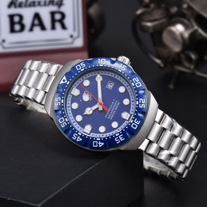 Men's Quartz Watch With Round Dial, Tempered Glass Mirror, Silica Gel Strap, And Pin Buckle