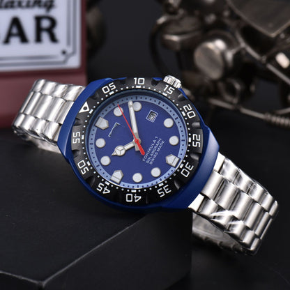 Men's Quartz Watch With Round Dial, Tempered Glass Mirror, Silica Gel Strap, And Pin Buckle