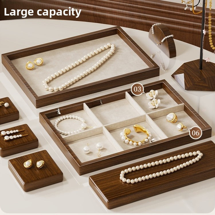 Solid Color Wooden Jewelry Box In Beige For Elegant Storage