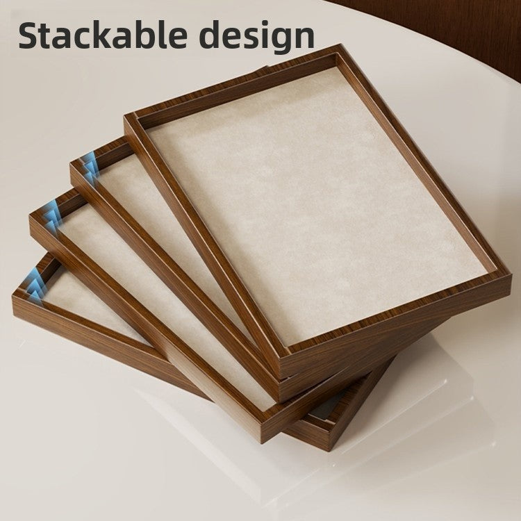 Solid Color Wooden Jewelry Box In Beige For Elegant Storage