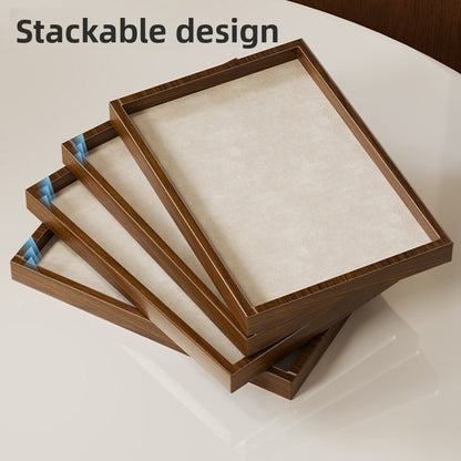 Solid Color Wooden Jewelry Box In Beige For Elegant Storage