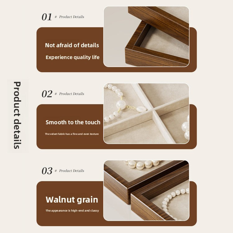Solid Color Wooden Jewelry Box In Beige For Elegant Storage
