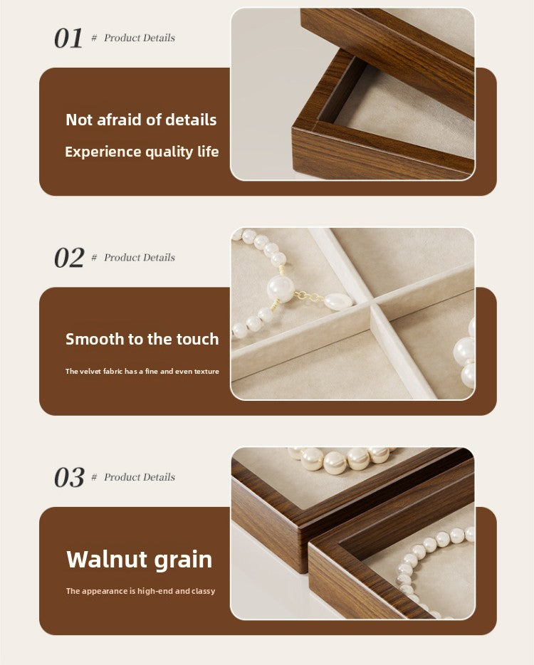 Solid Color Wooden Jewelry Box In Beige For Elegant Storage