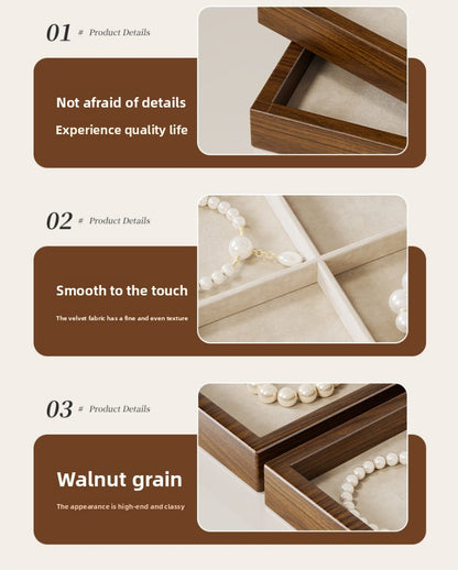 Solid Color Wooden Jewelry Box In Beige For Elegant Storage