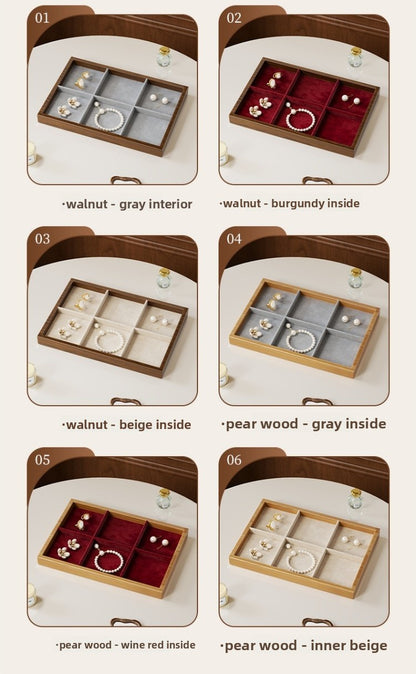 Solid Color Wooden Jewelry Box In Beige For Elegant Storage