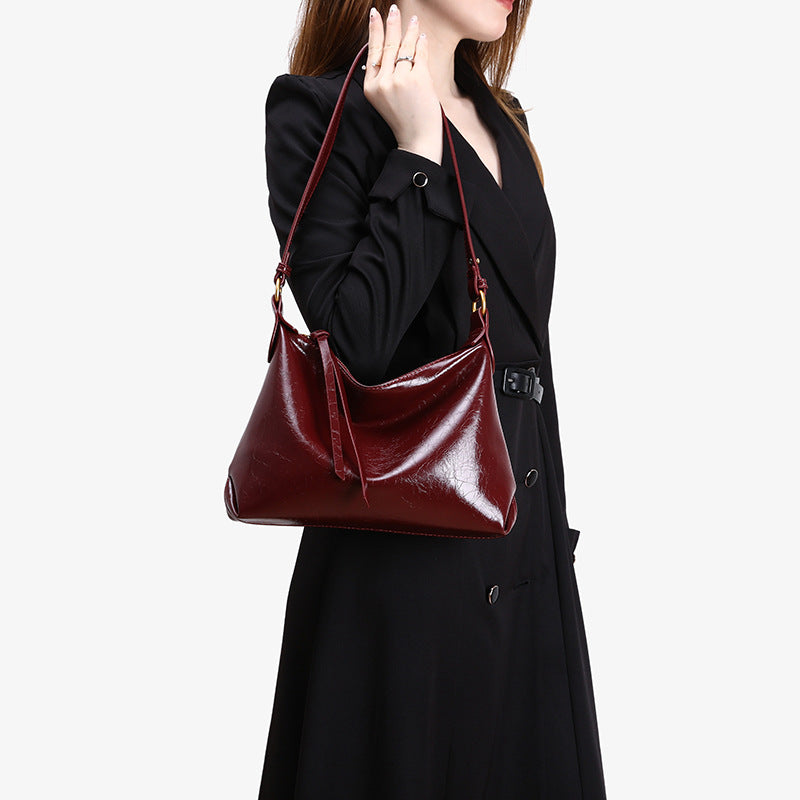 Women’s Square PU Leather Tote Bag With Sewing Thread Detail, Large Capacity, Single Shoulder Strap