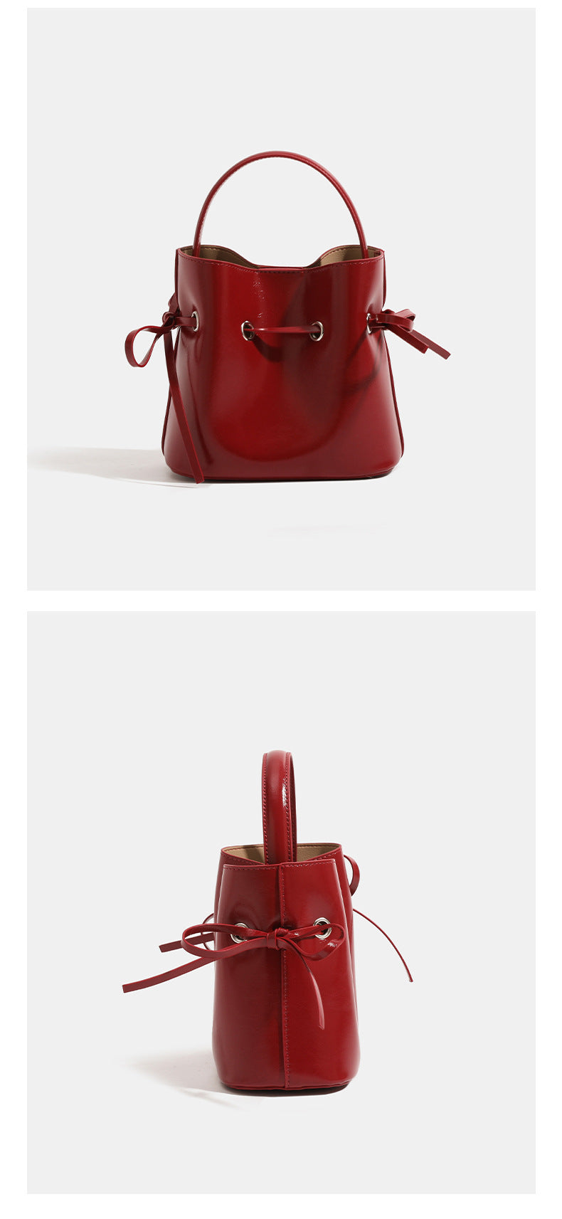 Women’s PU Leather Bucket Bag With Sewing Thread Detail, Single Shoulder Strap, Perfect For Summer