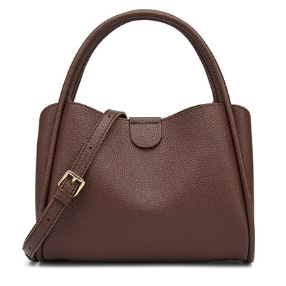 Women’s PU Leather Bucket Handbag With Sewing Thread Detail, Featuring Top Handle For Stylish Carry