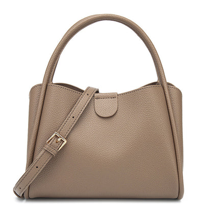 Women’s PU Leather Bucket Handbag With Sewing Thread Detail, Featuring Top Handle For Stylish Carry