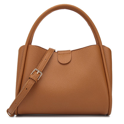 Women’s PU Leather Bucket Handbag With Sewing Thread Detail, Featuring Top Handle For Stylish Carry