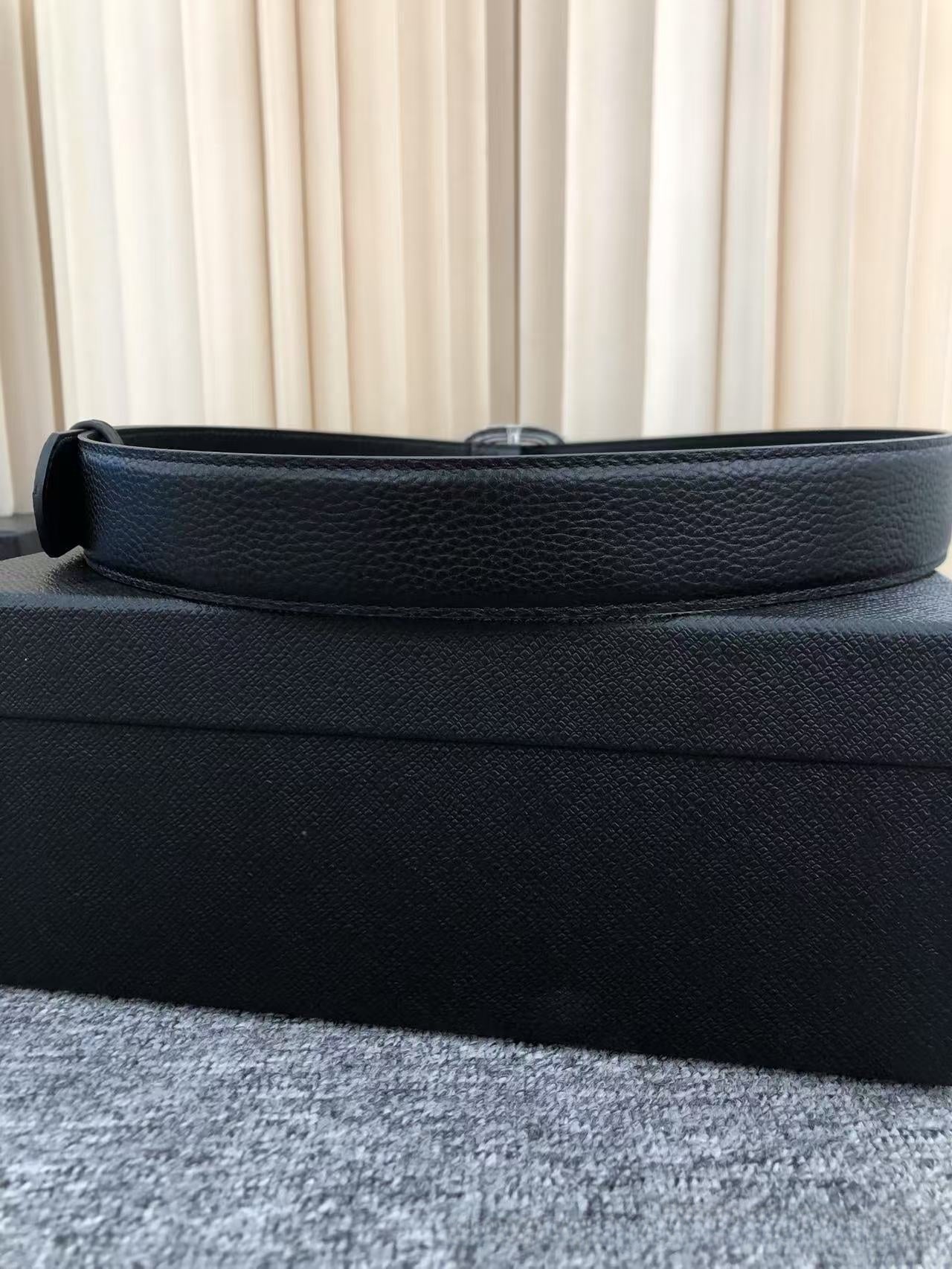 Retro Genuine Leather Belt With Alloy Pin Buckle In Dyed Black