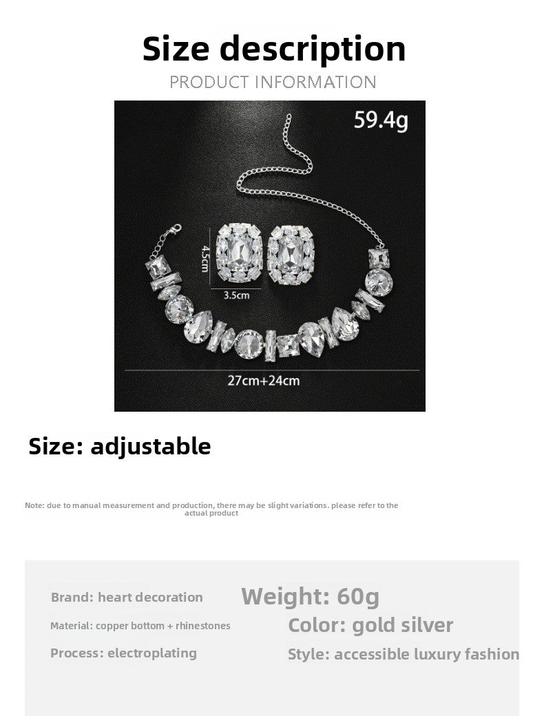 Geometric Silver Alloy Necklace With Electroplated Finish And Rhinestone Pendant For Women