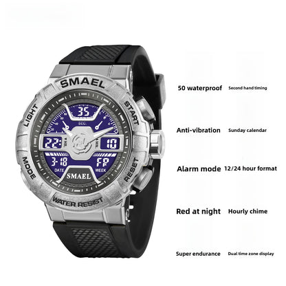 Men's Quartz Watch With Round Dial And Plexiglass Mirror Featuring TPU Strap And Pin Buckle